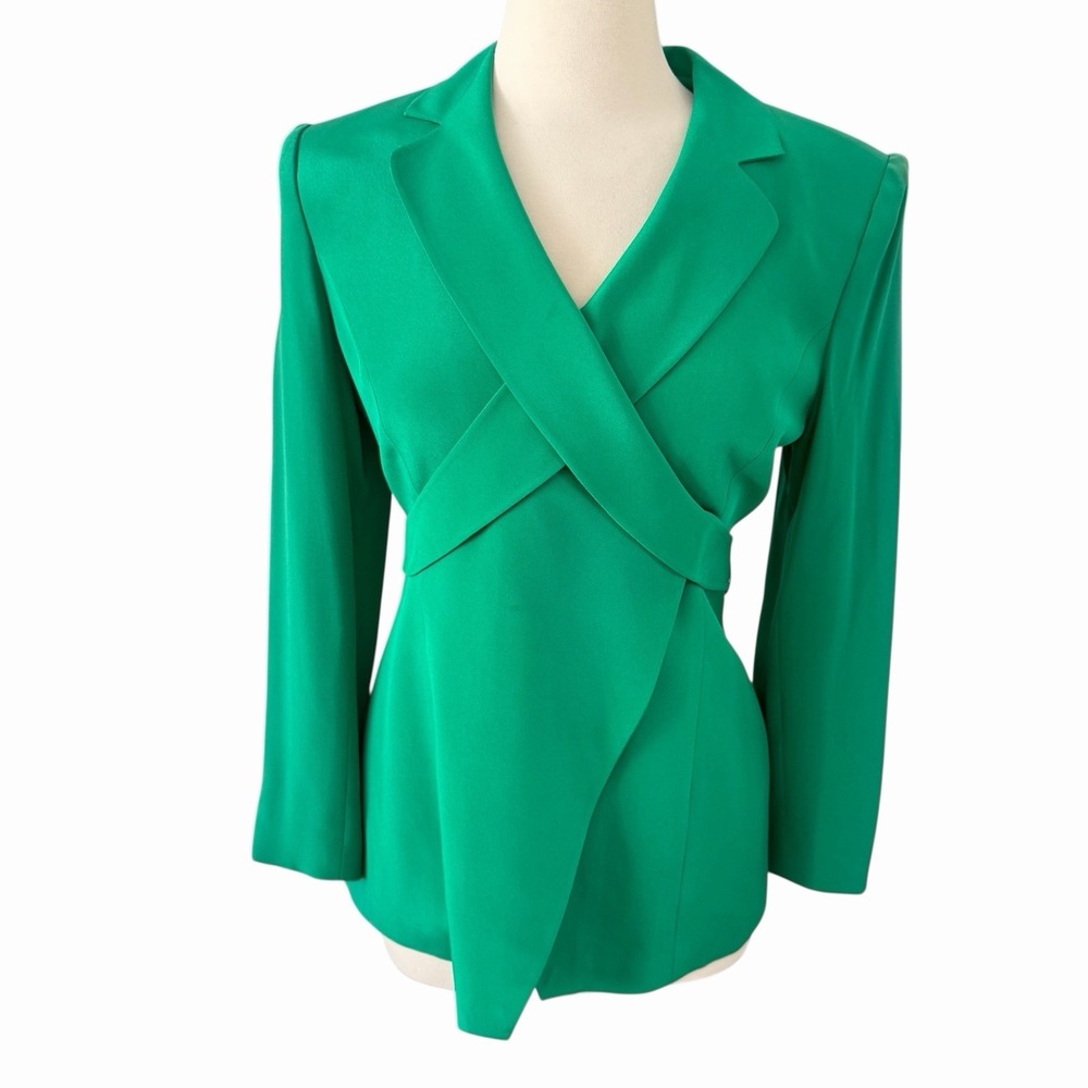 Wrap‎ Around Blazer Jacket Size M/L Kelly Green Bow At Back Office Professional